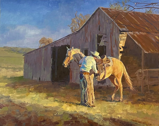 (a.) “Sunrise at the Tack Shed”Original Oil on Linen by Joshua Stewart 22x28” -AVAILABLE