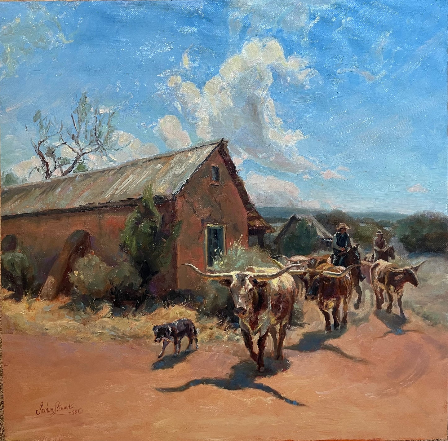 “Lead by Collie and King” 24x24 Original Oil on Canvas by Joshua Stewart